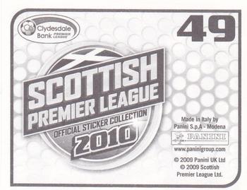 2010 Panini Scottish Premier League Stickers #49 Gary Caldwell Back