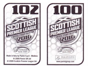 2010 Panini Scottish Premier League Stickers #100 / 102 Danny Swanson / Prince Buaben Back