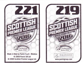 2010 Panini Scottish Premier League Stickers #219 / 221 Ruben Palazuelos / Ian Black Back