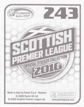 2010 Panini Scottish Premier League Stickers #243 Chris Hogg Back