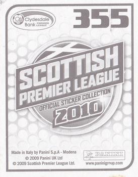 2010 Panini Scottish Premier League Stickers #355 Jamie Murphy Back