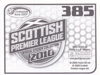 2010 Panini Scottish Premier League Stickers #385 Kirk Broadfoot Back