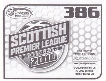 2010 Panini Scottish Premier League Stickers #386 Kirk Broadfoot Back
