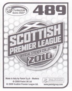 2010 Panini Scottish Premier League Stickers #489 Club Captains Back