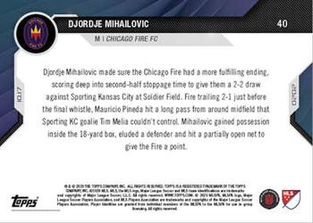 2020 Topps Now MLS #40 Djordje Mihailovic Back