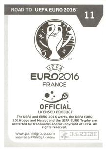 2015 Panini Road to UEFA Euro 2016 Stickers #11 Eden Hazard Back