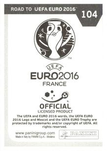 2015 Panini Road to UEFA Euro 2016 Stickers #104 Blaise Matuidi Back