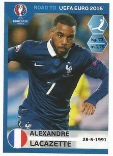 2015 Panini Road to UEFA Euro 2016 Stickers #109 Alexandre Lacazette Front