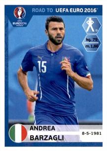 2015 Panini Road to UEFA Euro 2016 Stickers #164 Andrea Barzagli Front