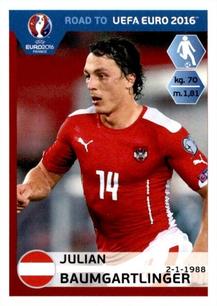 2015 Panini Road to UEFA Euro 2016 Stickers #201 Julian Baumgartlinger Front