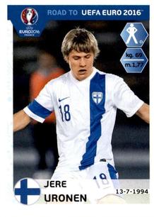 2015 Panini Road to UEFA Euro 2016 Stickers #324 Jere Uronen Front