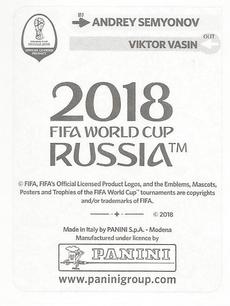 2018 Panini FIFA World Cup: Russia 2018 Update Stickers #36 Andrey Semyonov Back