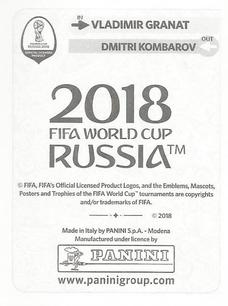 2018 Panini FIFA World Cup: Russia 2018 Update Stickers #40 Vladimir Granat Back