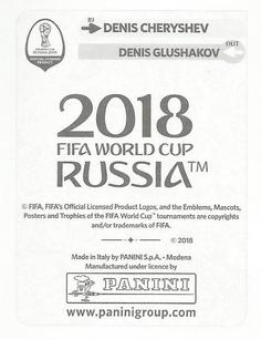 2018 Panini FIFA World Cup: Russia 2018 Update Stickers #42 Denis Cheryshev Back