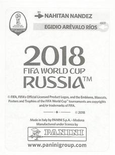 2018 Panini FIFA World Cup: Russia 2018 Update Stickers #102 Nahitan Nandez Back
