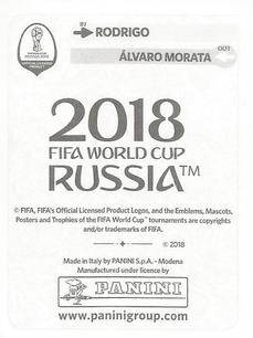 2018 Panini FIFA World Cup: Russia 2018 Update Stickers #149 Rodrigo Back
