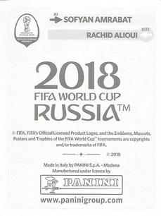 2018 Panini FIFA World Cup: Russia 2018 Update Stickers #169 Sofyan Amrabat Back