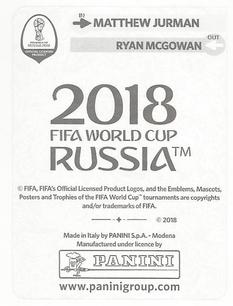 2018 Panini FIFA World Cup: Russia 2018 Update Stickers #220 Matthew Jurman Back