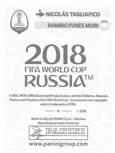 2018 Panini FIFA World Cup: Russia 2018 Update Stickers #280 Nicolás Tagliafico Back