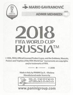 2018 Panini FIFA World Cup: Russia 2018 Update Stickers #390 Mario Gavranovic Back