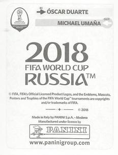 2018 Panini FIFA World Cup: Russia 2018 Update Stickers #401 Oscar Duarte Back