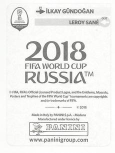 2018 Panini FIFA World Cup: Russia 2018 Update Stickers #446 Ilkay Gündogan Back