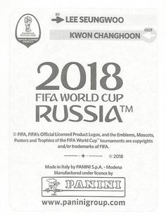 2018 Panini FIFA World Cup: Russia 2018 Update Stickers #501 Lee Seungwoo Back
