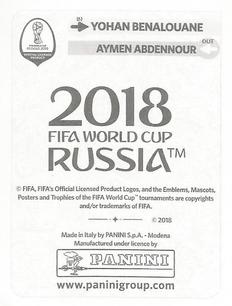 2018 Panini FIFA World Cup: Russia 2018 Update Stickers #557 Yohan Benalouane Back