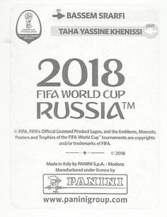 2018 Panini FIFA World Cup: Russia 2018 Update Stickers #568 Bassem Srarfi Back