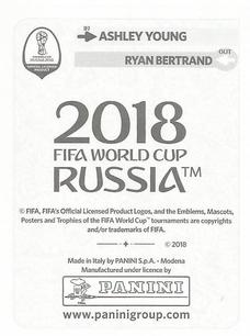 2018 Panini FIFA World Cup: Russia 2018 Update Stickers #579 Ashley Young Back