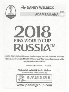 2018 Panini FIFA World Cup: Russia 2018 Update Stickers #586 Danny Welbeck Back