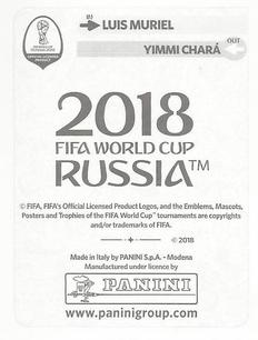 2018 Panini FIFA World Cup: Russia 2018 Update Stickers #650 Luis Muriel Back