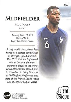 2020 Futera Unique World Football #52 Paul Pogba Back