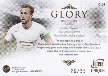 2020 Futera Unique World Football - Glory Relics #GL08 Harry Kane Back