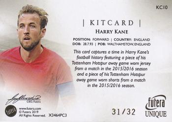 2020 Futera Unique World Football - Kitcard Relics #KC10 Harry Kane Back