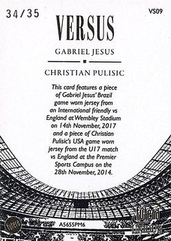 2020 Futera Unique World Football - Versus Dual Relics #VS09 Gabriel Jesus / Christian Pulisic Back