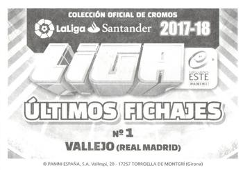 2017-18 Panini LaLiga Santander Este Stickers - Últimos Fichajes #1 Jesus Vallejo Back