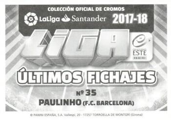 2017-18 Panini LaLiga Santander Este Stickers - Últimos Fichajes #35 Paulinho Back