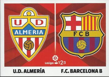 2017-18 Panini LaLiga Santander Este Stickers - LaLiga 1/2/3 #2 Escudos Almería / FC Barcelona B Front