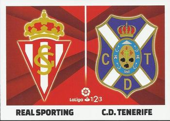 2017-18 Panini LaLiga Santander Este Stickers - LaLiga 1/2/3 #10 Escudos Sporting / Tenerife Front