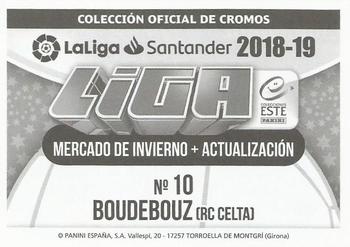 2018-19 Panini LaLiga Santander Este Stickers - Mercado de Invierno + Actualización #10 Ryad Boudebouz Back