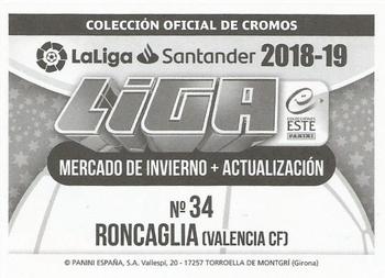 2018-19 Panini LaLiga Santander Este Stickers - Mercado de Invierno + Actualización #34 Roncaglia Back