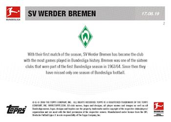 2019-20 Topps Now Bundesliga English #2 SV Werder Bremen Back