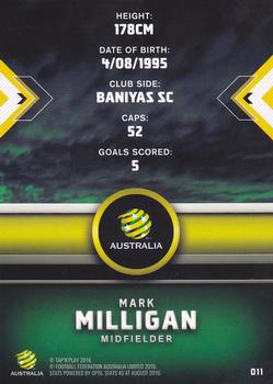 2016-17 Tap 'N' Play Football Australia #11 Mark Milligan Back