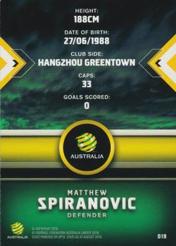 2016-17 Tap 'N' Play Football Australia #19 Matthew Spiranovic Back