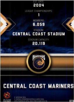 2016-17 Tap 'N' Play Football Australia #73 Central Coast Mariners Logo Back