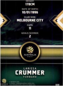 2016-17 Tap 'N' Play Football Australia - Silver Parallel #28 Larissa Crummer Back