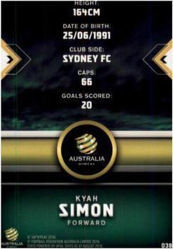 2016-17 Tap 'N' Play Football Australia - Silver Parallel #38 Kyah Simon Back