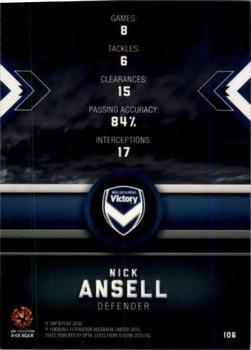 2016-17 Tap 'N' Play Football Australia - Gold Parallel #106 Nick Ansell Back