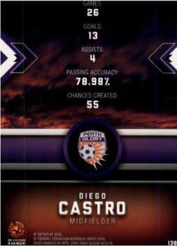 2016-17 Tap 'N' Play Football Australia - Gold Parallel #138 Diego Castro Back